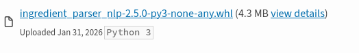 Ingredient Parser Pip package